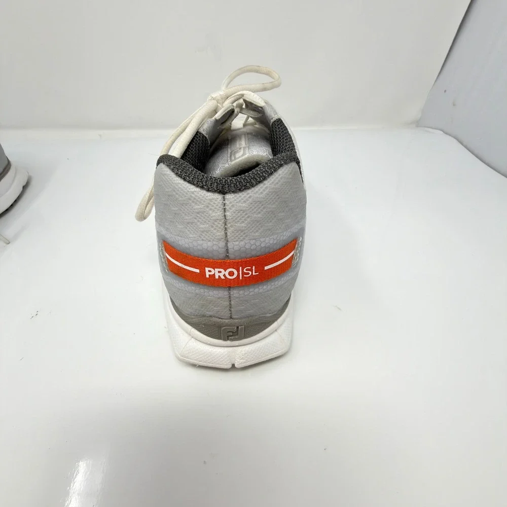 FootJoy Pro SL Golf Shoes Mens 10W White Grey Orange Spikeless 53253